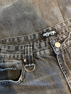 NYXYN Faded Black baggy superwide leg Denim Jeans with D-Ring Detail 34x29